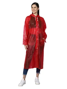 THE CLOWNFISH Cindrella Series Womens Waterproof PVC Self Design Longcoat/Raincoat with Adjustable Hood (Purple, X-Large)