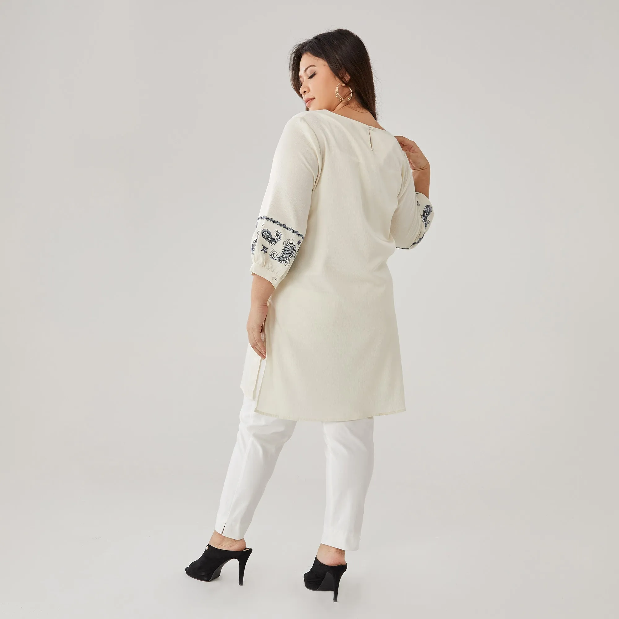 V-Neck Embroidered Tunic